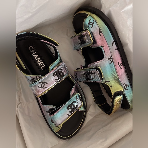 Chanel Dad Sandals 23C black/multicolored 35 - Picture 1 of 9